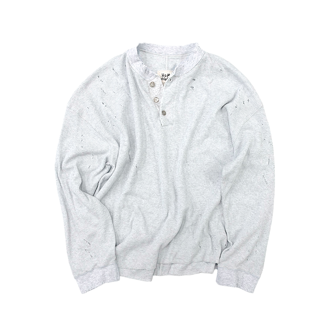 홈리스 디스트레스 와플 헨리넥 헤더 애쉬(Hommless Distressed Waffle Henley Heather Ash)