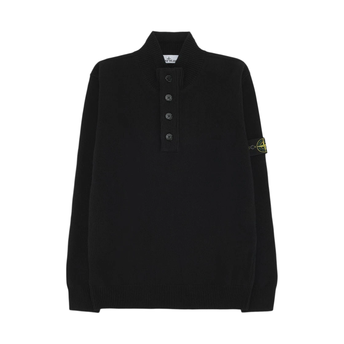 Stone Island Stone Island 5100040 Lambswool Regular Fit Half Zip Jumper with Button Placket Black - 26FW · S