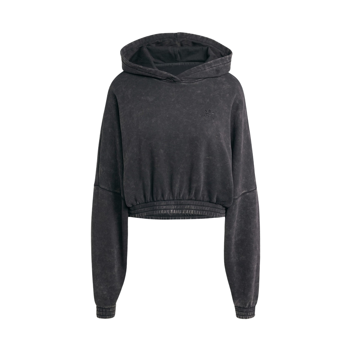 JJ0333 (W) Adidas Originals Acid Wash Crop Hoodie Black - KR Sizing