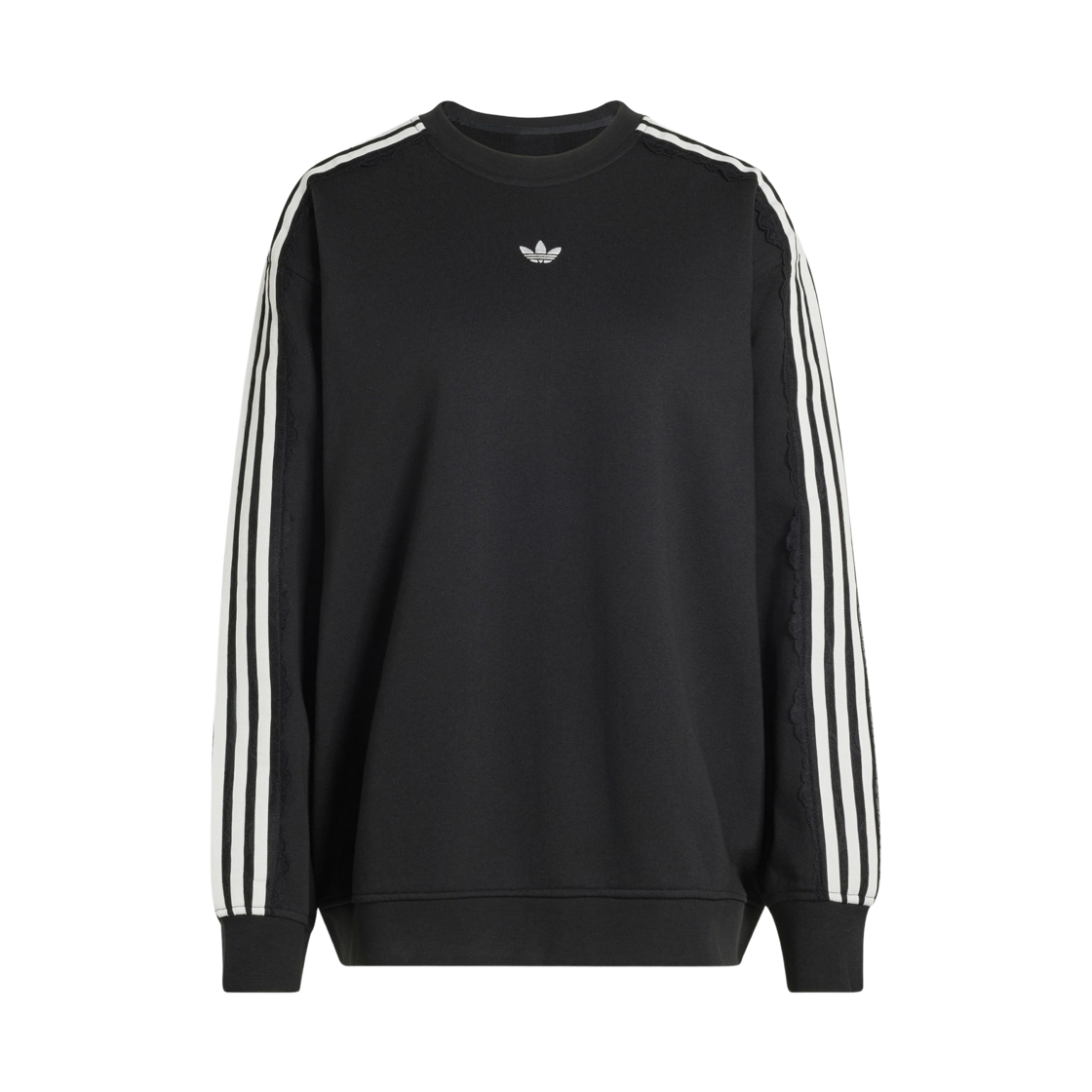 LG4251 (W) Adidas 3-Stripes Lace Crew Sweatshirt Black - KR Sizing