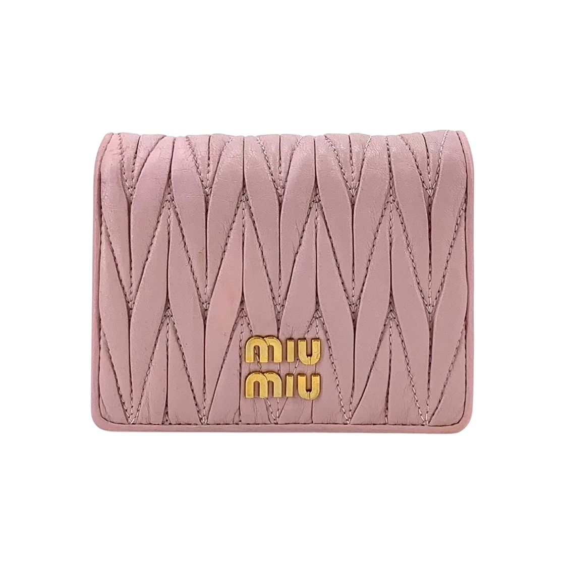 ITCE4JFRM32C Miu Miu Matelasse Gold Logo Wallet