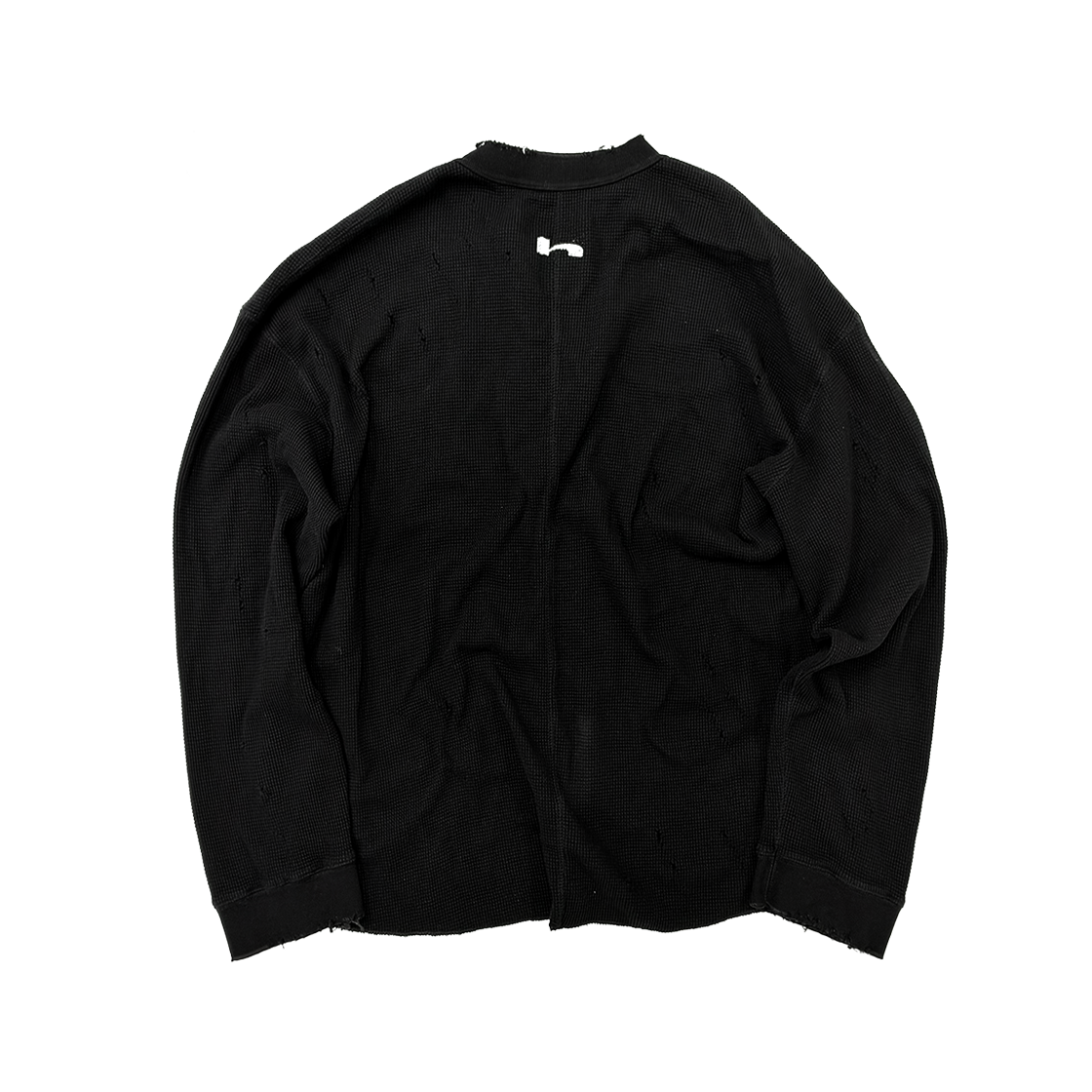 홈리스 디스트레스 와플 헨리넥 헤더 블랙(Hommless Distressed Waffle Henley Black) - 2