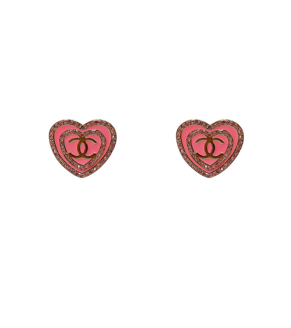 ITLIRJ2KGHCW Chanel Pink Heart Cubic Earrings