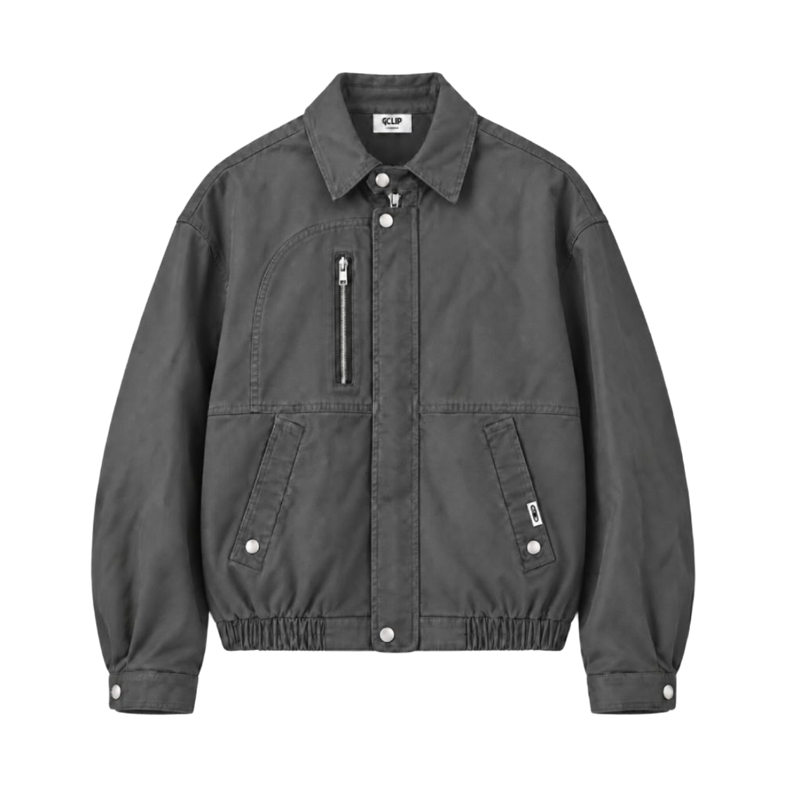지크립 스냅 카라 크롭 워크 자켓 차콜(GCLIP Snap Collar Crop Work Jacket Charcoal) - 2