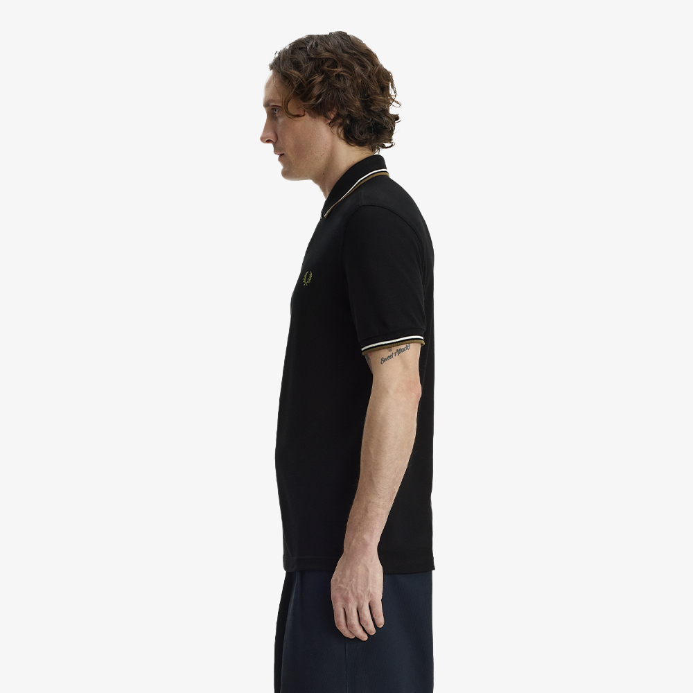 프레드페리 M3600 트윈 팁 프레드페리 셔츠 블랙/스노우화이트/브론즈(Fred Perry M3600 Twin Tipped Fred Perry Shirt Black/Snow White/Bronze) - 4