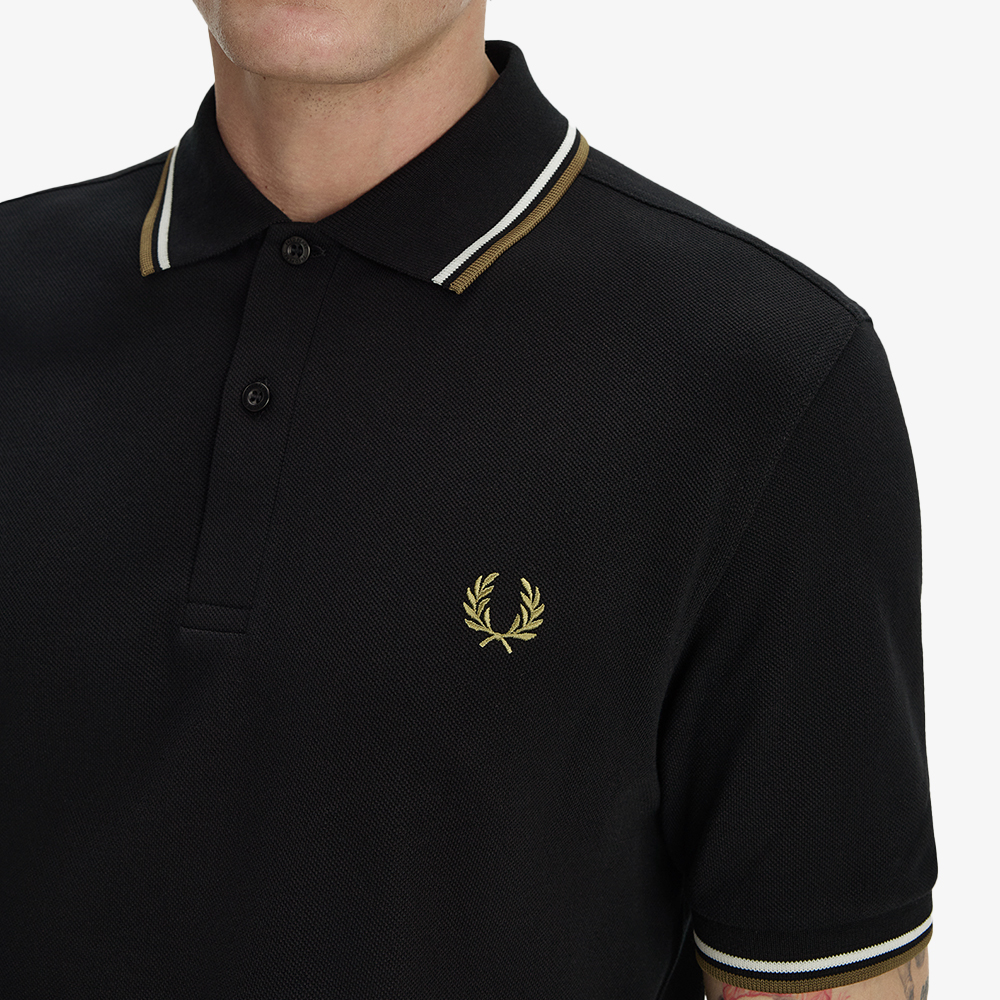 프레드페리 M3600 트윈 팁 프레드페리 셔츠 블랙/스노우화이트/브론즈(Fred Perry M3600 Twin Tipped Fred Perry Shirt Black/Snow White/Bronze) - 5