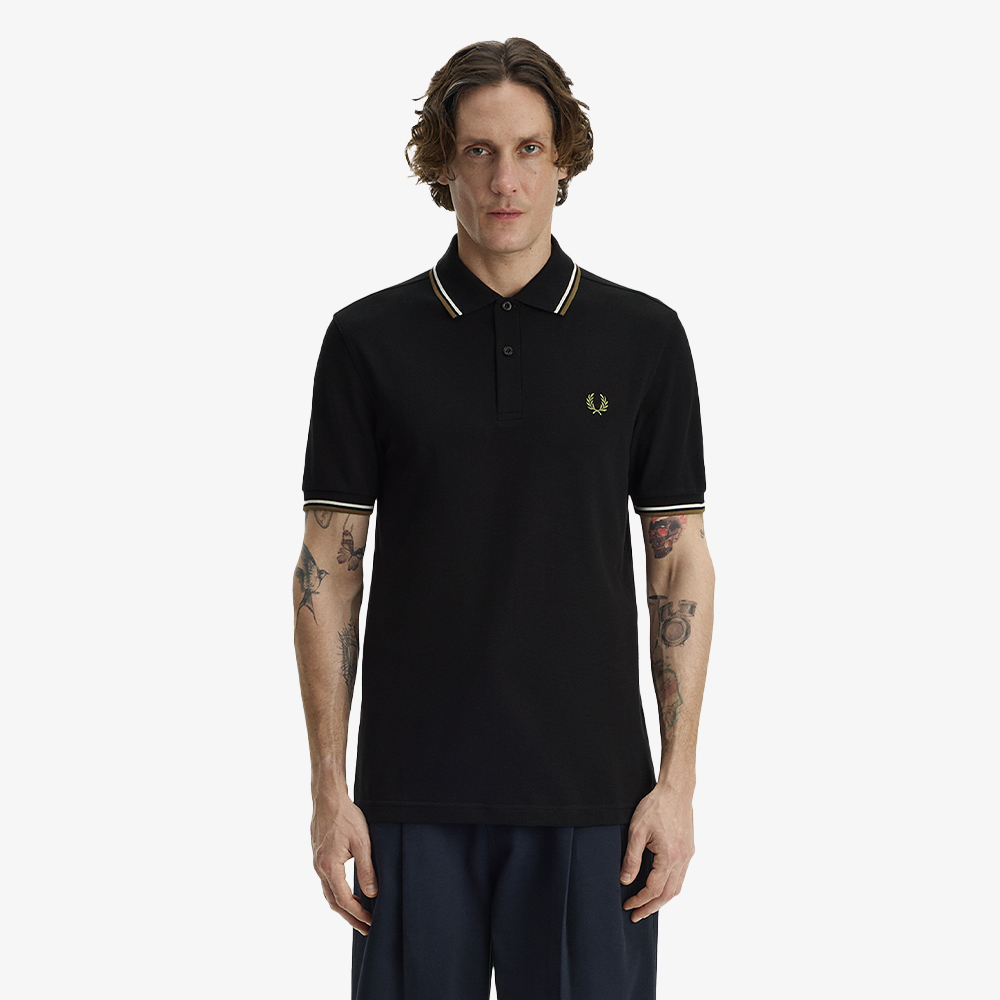 프레드페리 M3600 트윈 팁 프레드페리 셔츠 블랙/스노우화이트/브론즈(Fred Perry M3600 Twin Tipped Fred Perry Shirt Black/Snow White/Bronze) - 3