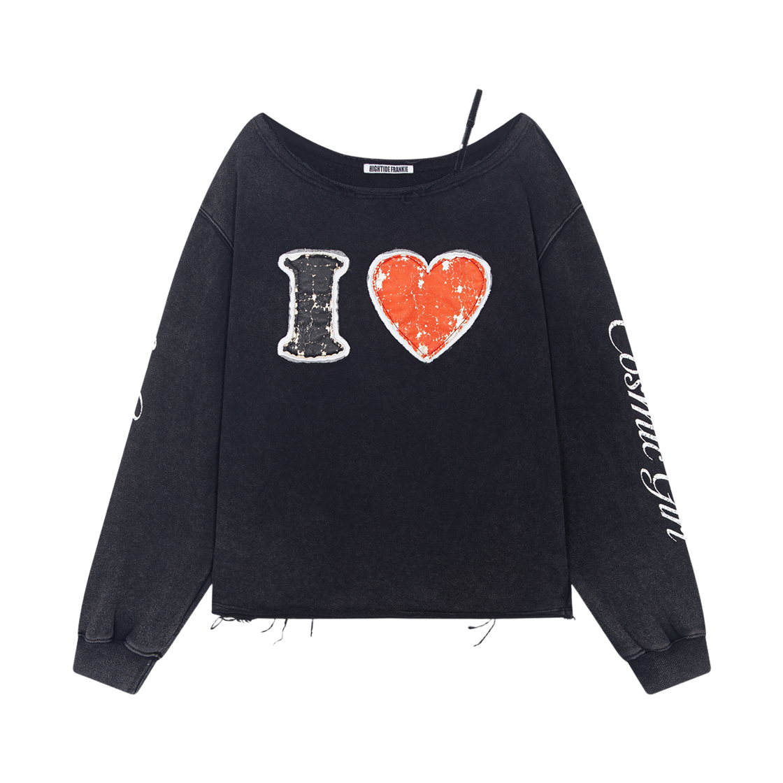 HF26CSW006BK Hightide Frankie Love Cosmic Girl Off-Shoulder Sweatshirt Black
