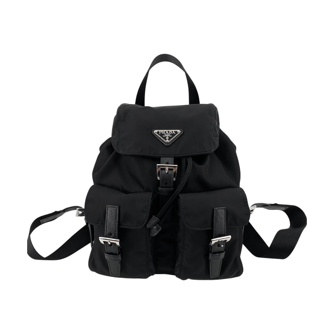 ITLDF46KTUJP Prada Nylon Triangle Logo Backpack Black