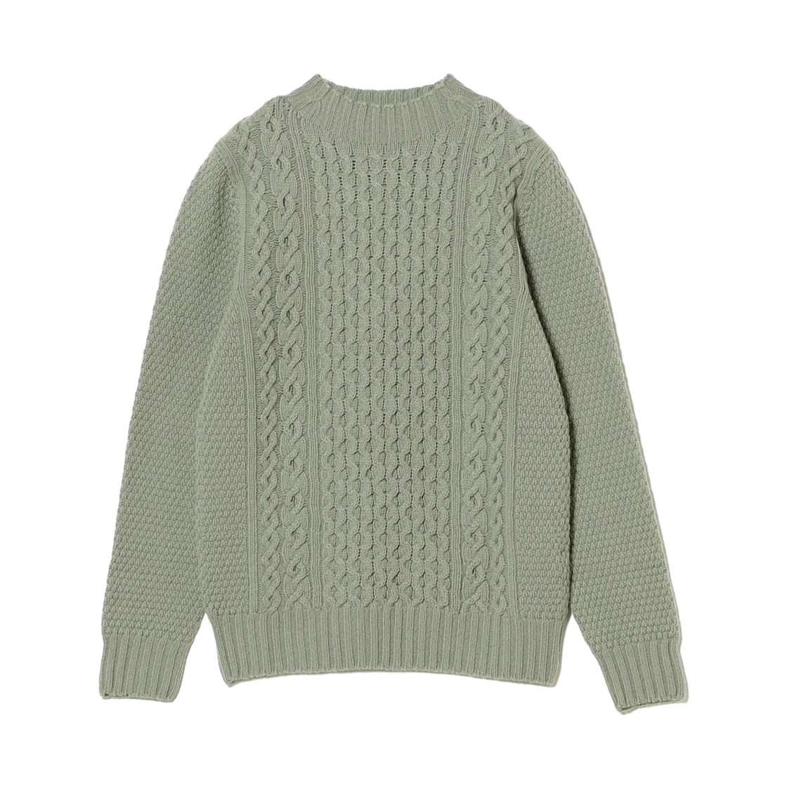 - Drumohr 5 Gauge Aran Knit High Neck Sweater Green/425