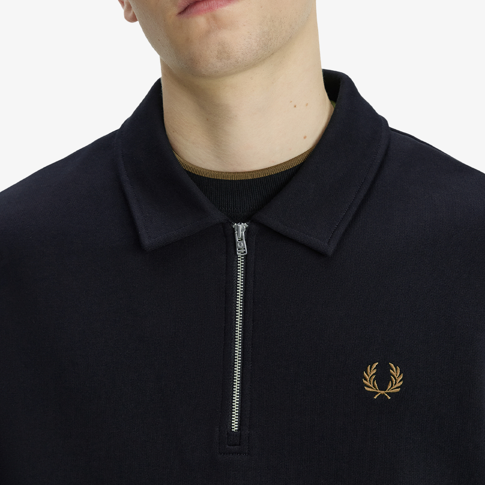 프레드페리 릴렉스드 하프 집 칼라 스웻셔츠 블랙(Fred Perry Relaxed Half Zip Collared Sweatshirt Black) - 4