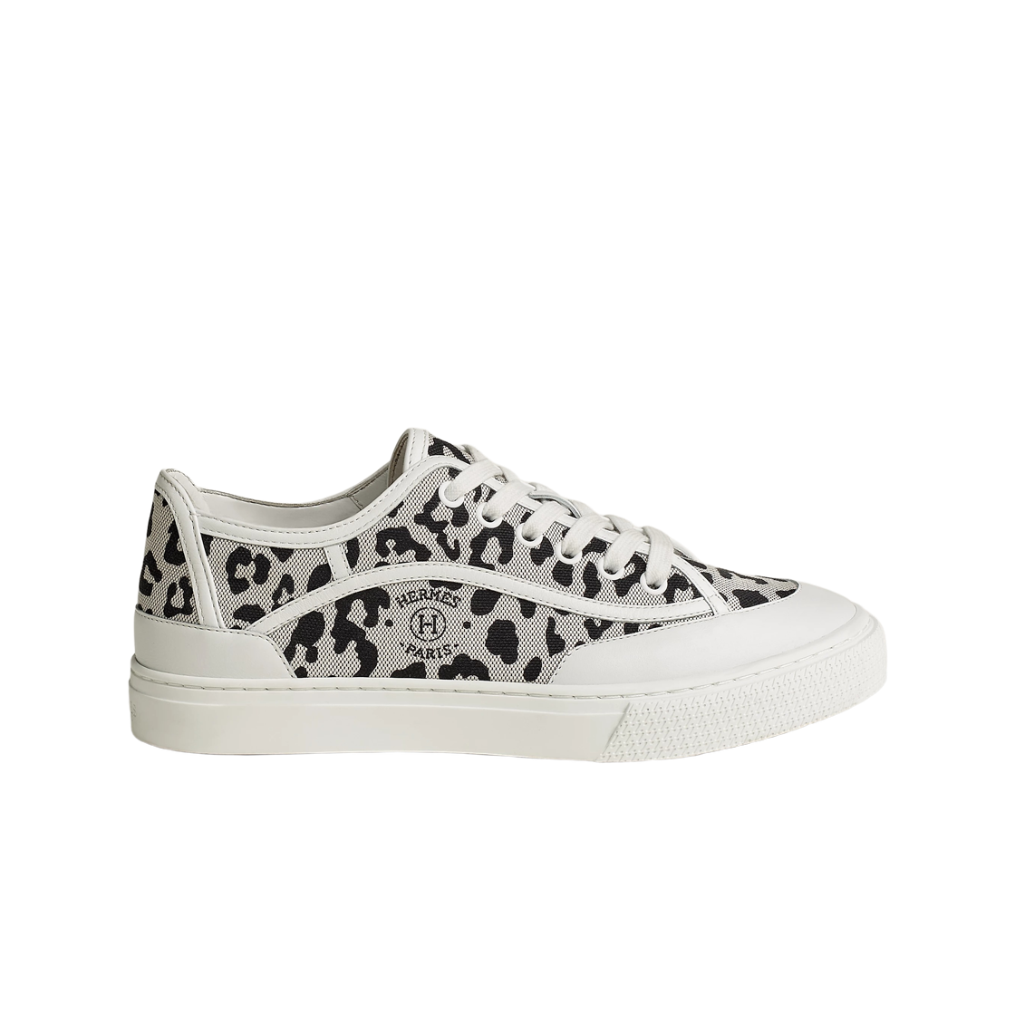 H242151ZPN (W) Hermes Get Sneakers Canvas Calfskin & Prunoir Blanc