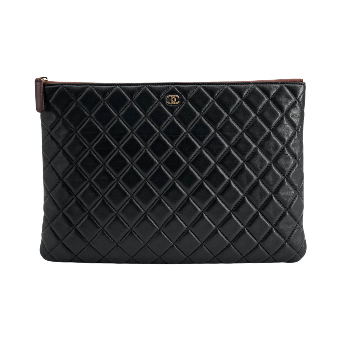 ITBCFQKBRIEP Chanel Gold tone Lambskin Large Clutch
