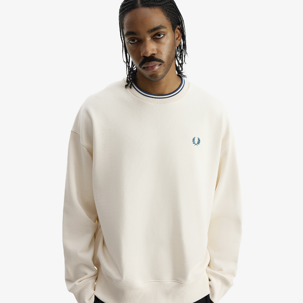 프레드페리 오버사이즈드 팁드 스웻셔츠 에크루(Fred Perry Oversized Tipped Sweatshirt Ecru) - 5