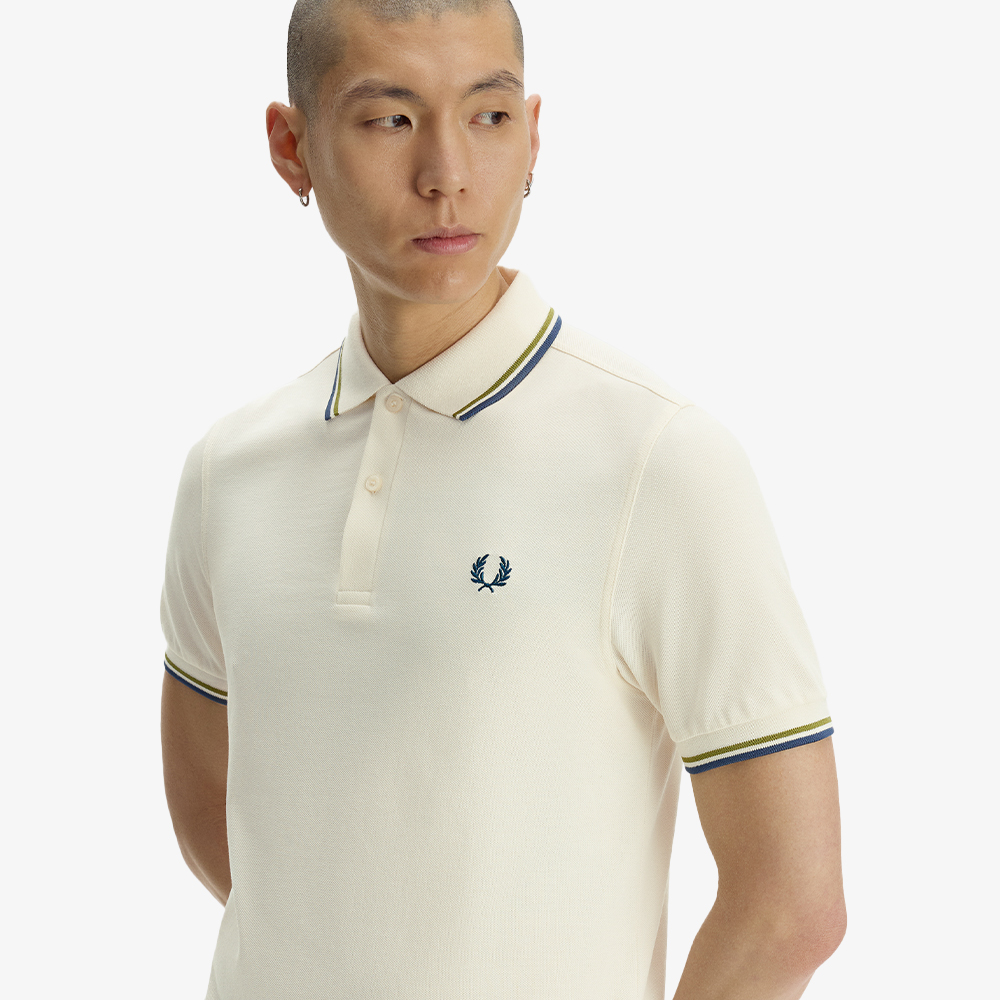 프레드페리 M3600 트윈 팁 프레드페리 셔츠 에크루/애플/모드블루(Fred Perry M3600 Twin Tipped Fred Perry Shirt Ecru/Apple/Mod Blue) - 5