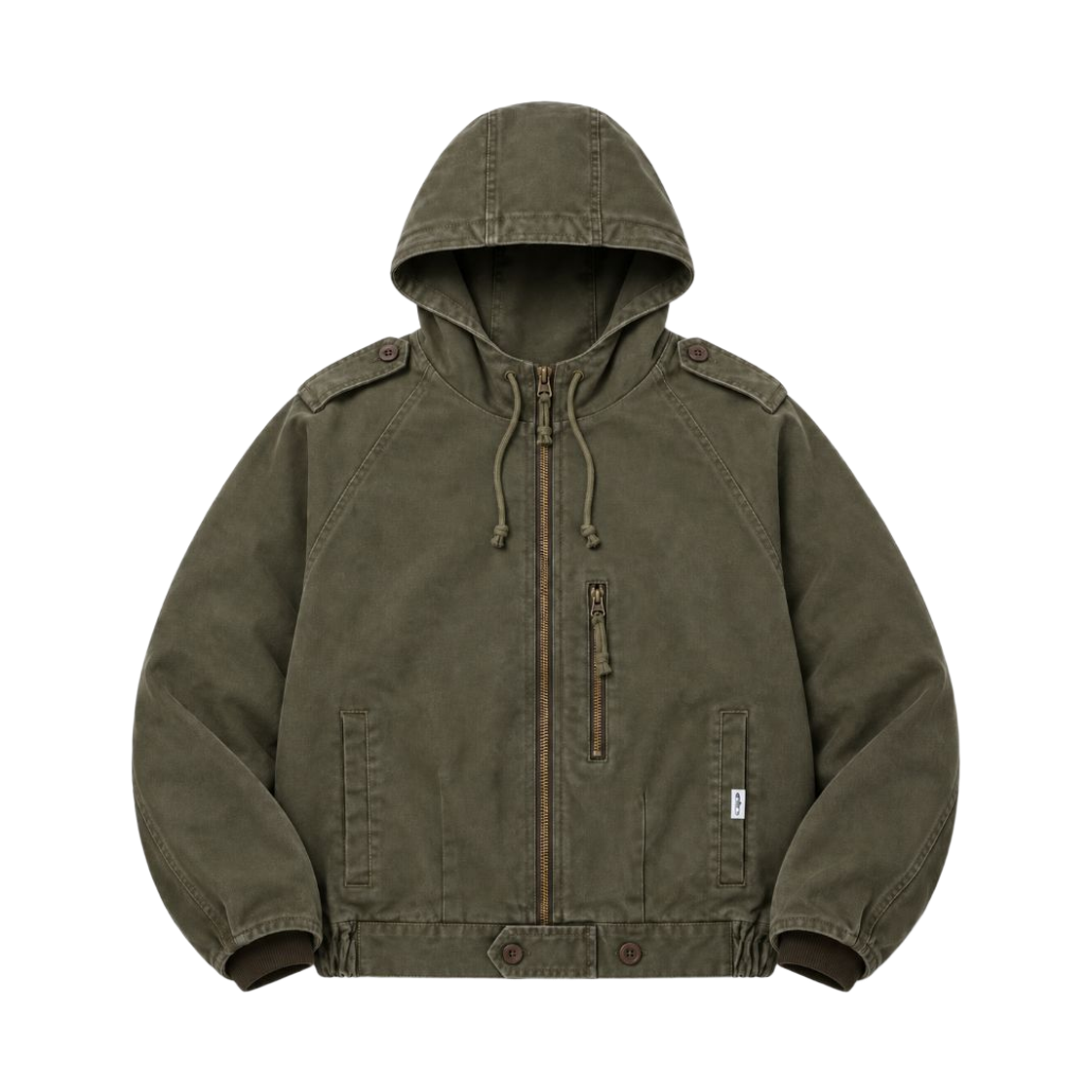 GCHD03-올리브카키 GCLIP Garment Washed Semi-Crop Hooded Jacket OliveKaki