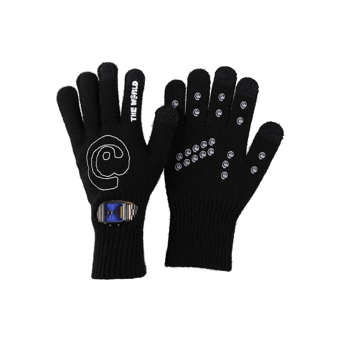 TWD26FWGLBK01UOS THE WARLD At Symbol Watch Hole Knit Glove Black