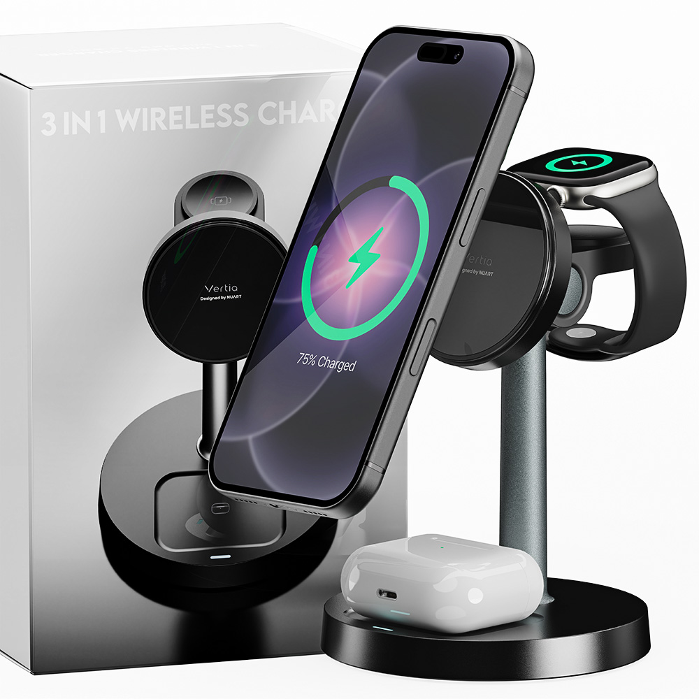 누아트 베르티아 3in1 맥세이프 호환 마그네틱 세로형 무선 충전기(NUART VERTIA 3in1 Magnetic Wireless Charger) - 2