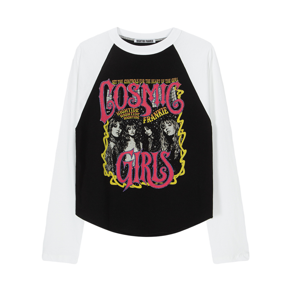 HF26CLT025BK Hightide Frankie Cosmic Girls Band Raglan Tee Black