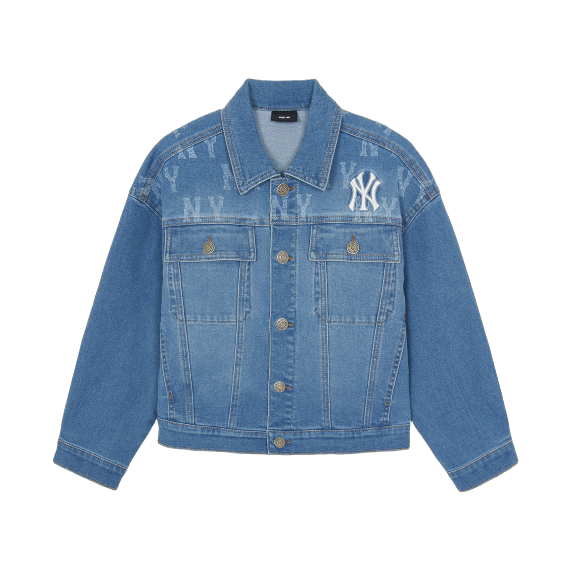 (키즈) MLB 모노그램 쿨 필드 데님 자켓 뉴욕 양키스 블루((Kids) MLB Monogram Cool Field Denim Jacket New York Yankees Blue)