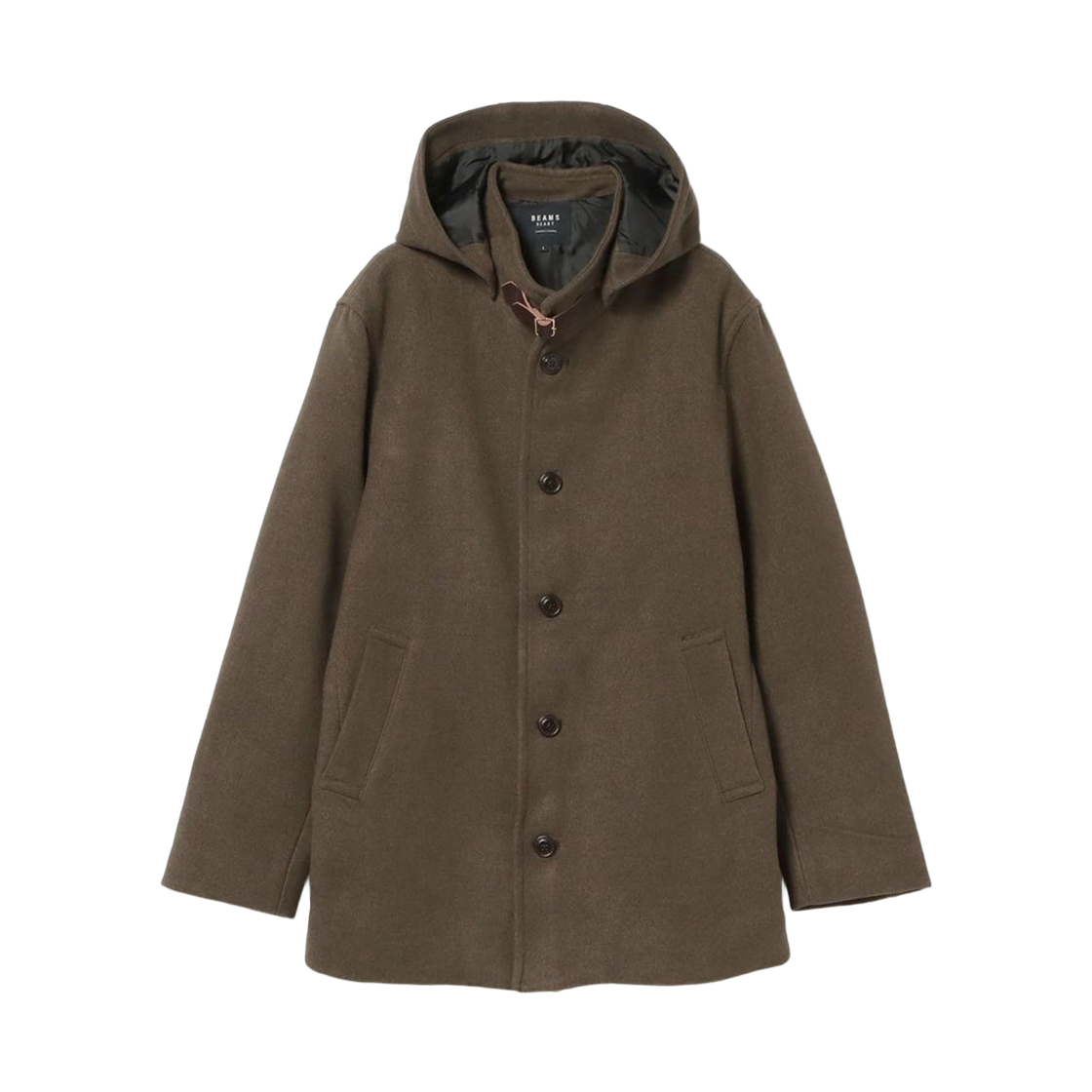 42-19-0009-413 Beams Heart Hoodie Stand Collar Coat Brown