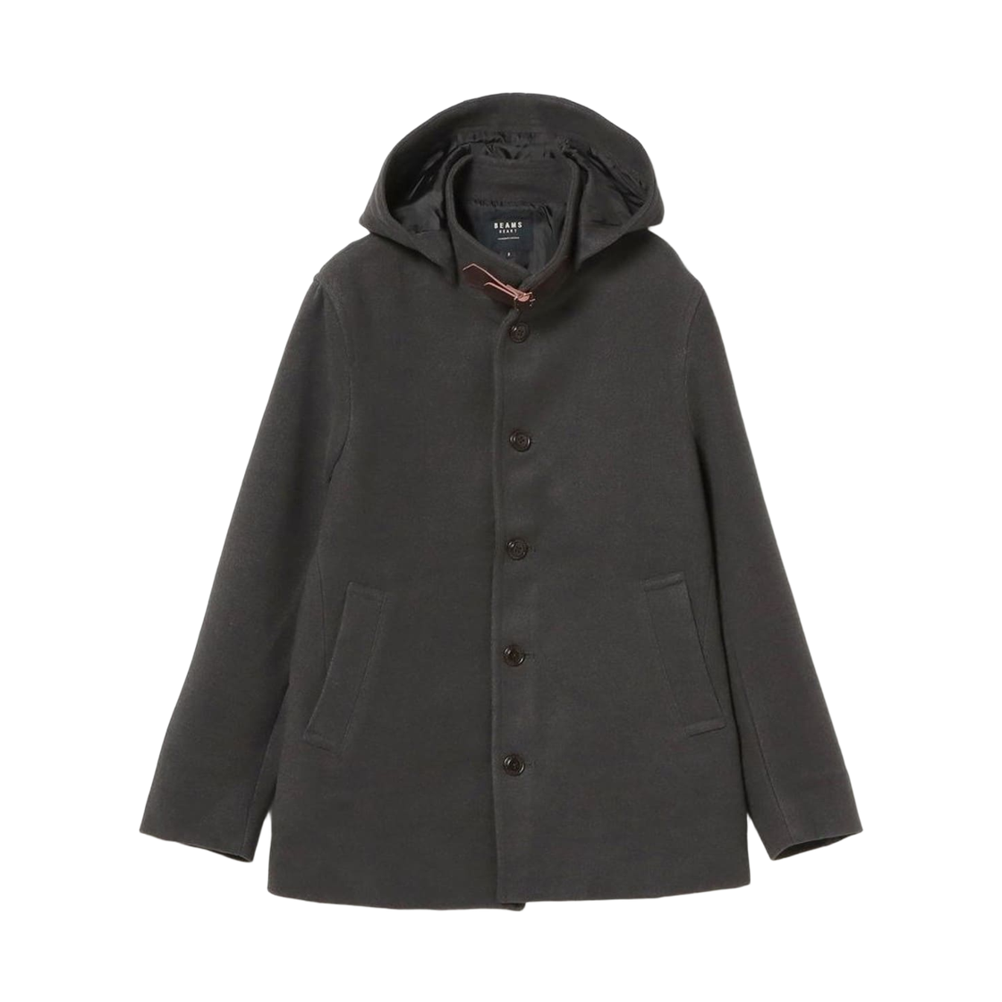 42-19-0009-413 Beams Heart Hoodie Stand Collar Coat Charcoal Grey