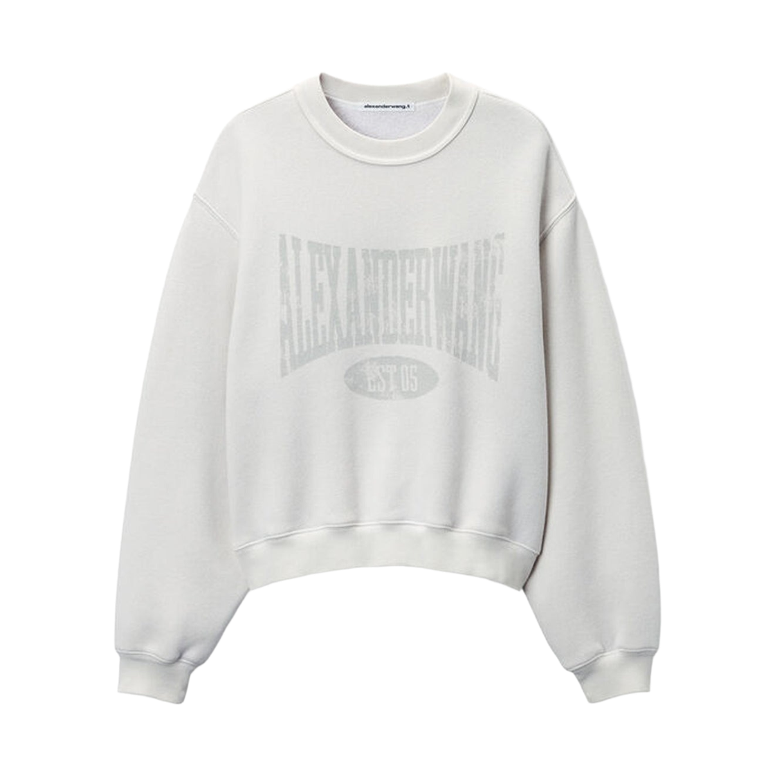 (W) 알렉산더 왕 그래픽 크루넥 플리스 스웨트셔츠 더티 화이트((W) Alexander Wang Graphic Crew Neck Fleece Sweatshirt Dirty White)