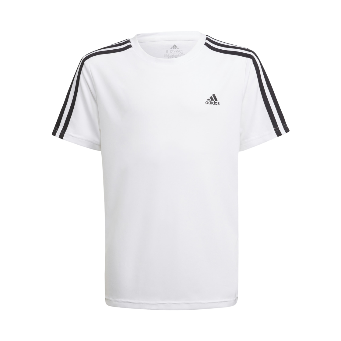 H36815 (Kids) Adidas Designed 2 Move 3-Stripes T-Shirt White Black - KR Sizing