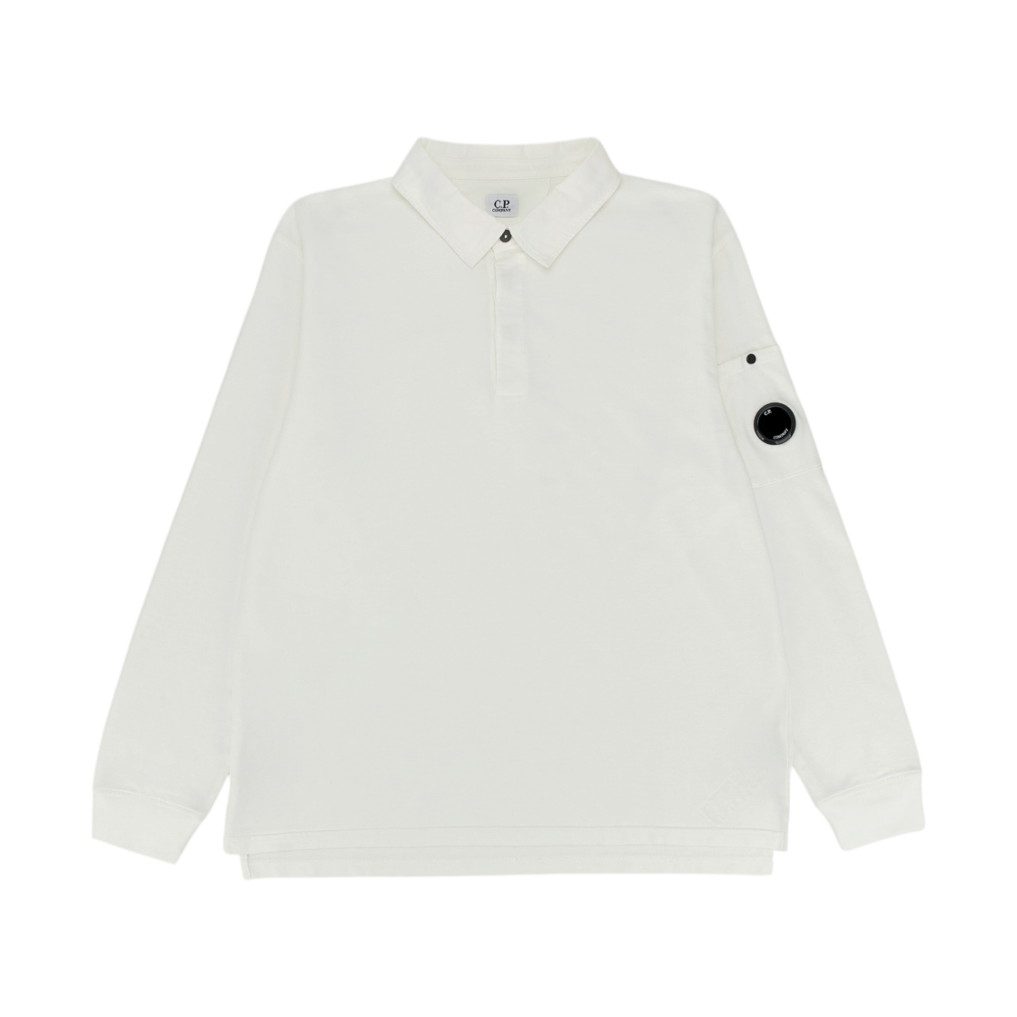 19CMSS100A002246G103 C.P. Company Light Fleece Polo Sweatshirt Gauze White - 25FW