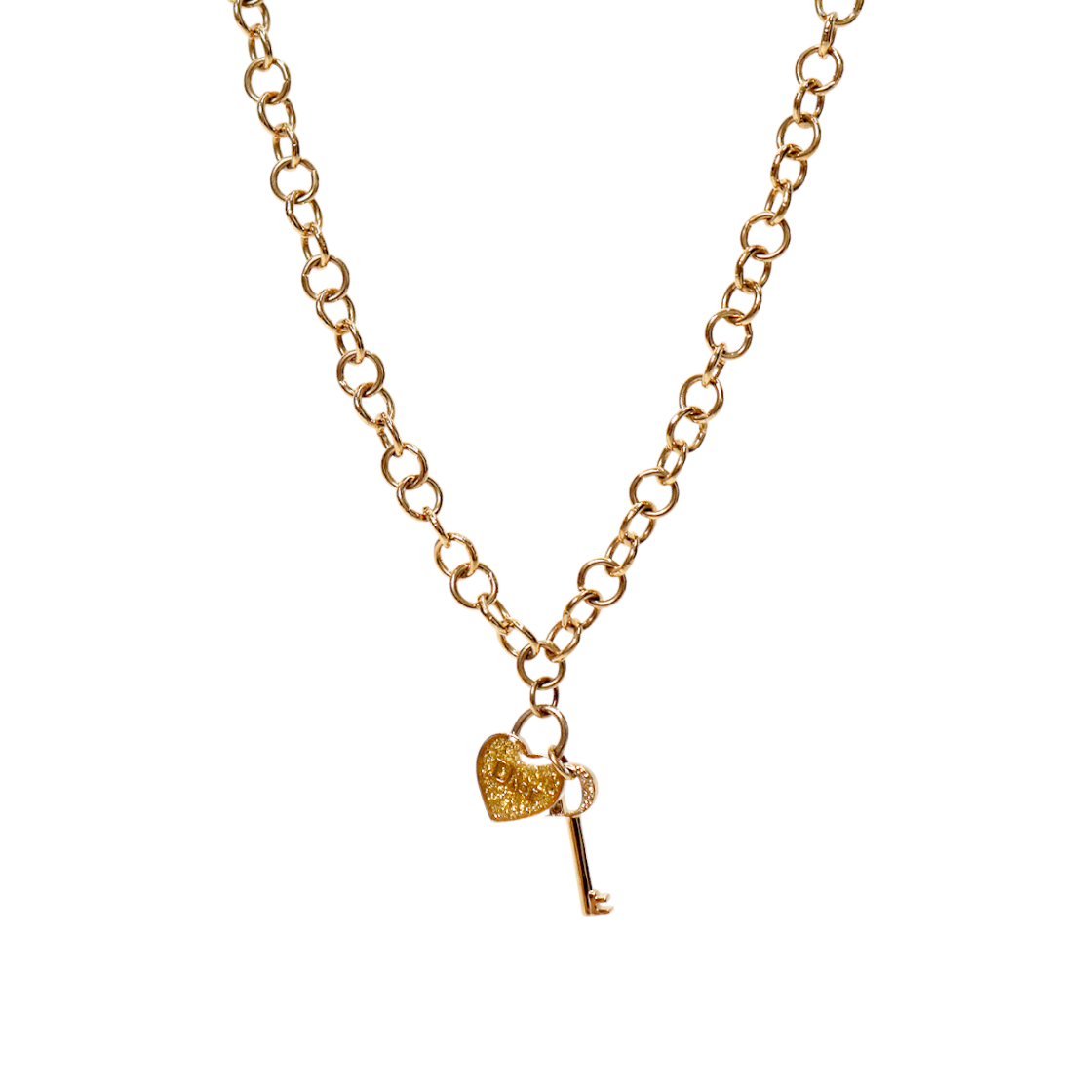 ITGTD77BE63L Dior Heart Lock Key Gold Necklace