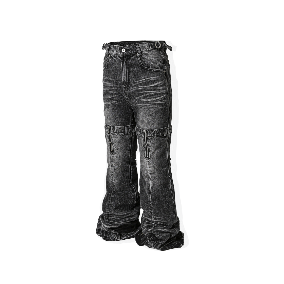 RR6FLP05BK ROARINGRAD Triple Obi Flare Denim Pants Black