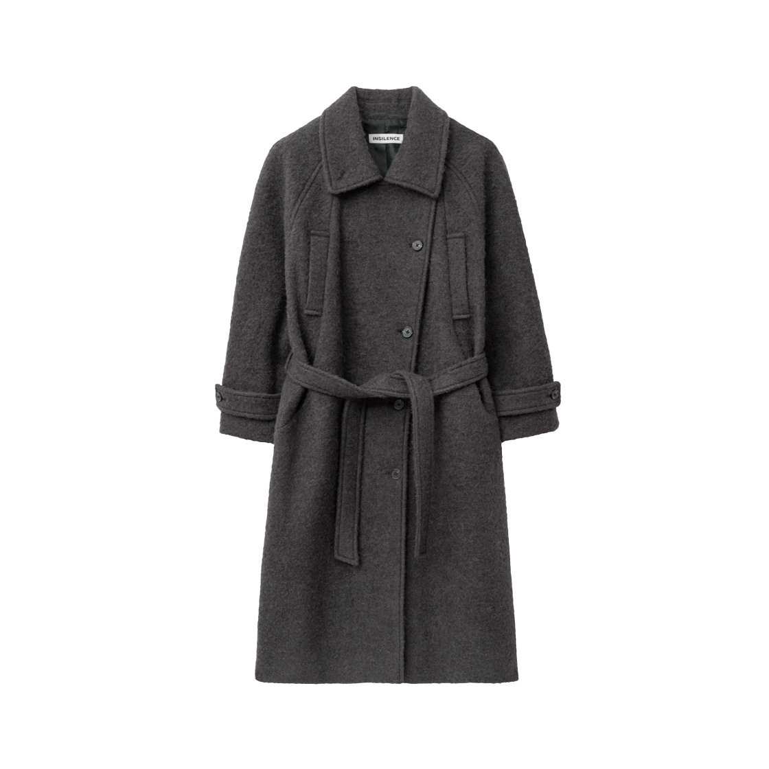 IW2F4CT07CH INSILENCE WOMEN Alpaca Oversized Robe Coat Charcoal
