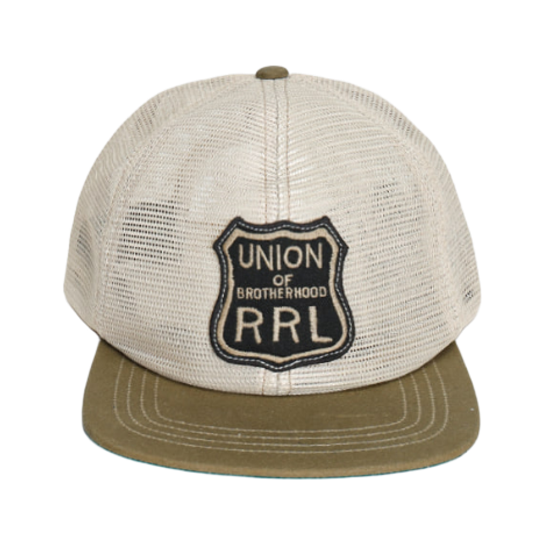 더블알엘 로고 패치 메쉬 트러커 캡 브라운 탄(Double RL Logo Patch Mesh Trucker Cap Brown Tan) - 1