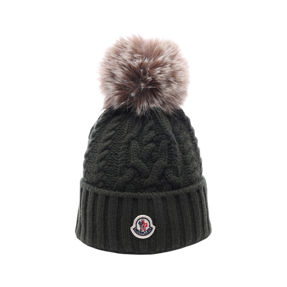 L2-093-3B00041-M1127-877 (W) Moncler Logo Patch Wool Cashmere Beanie Dark Green - 26FW