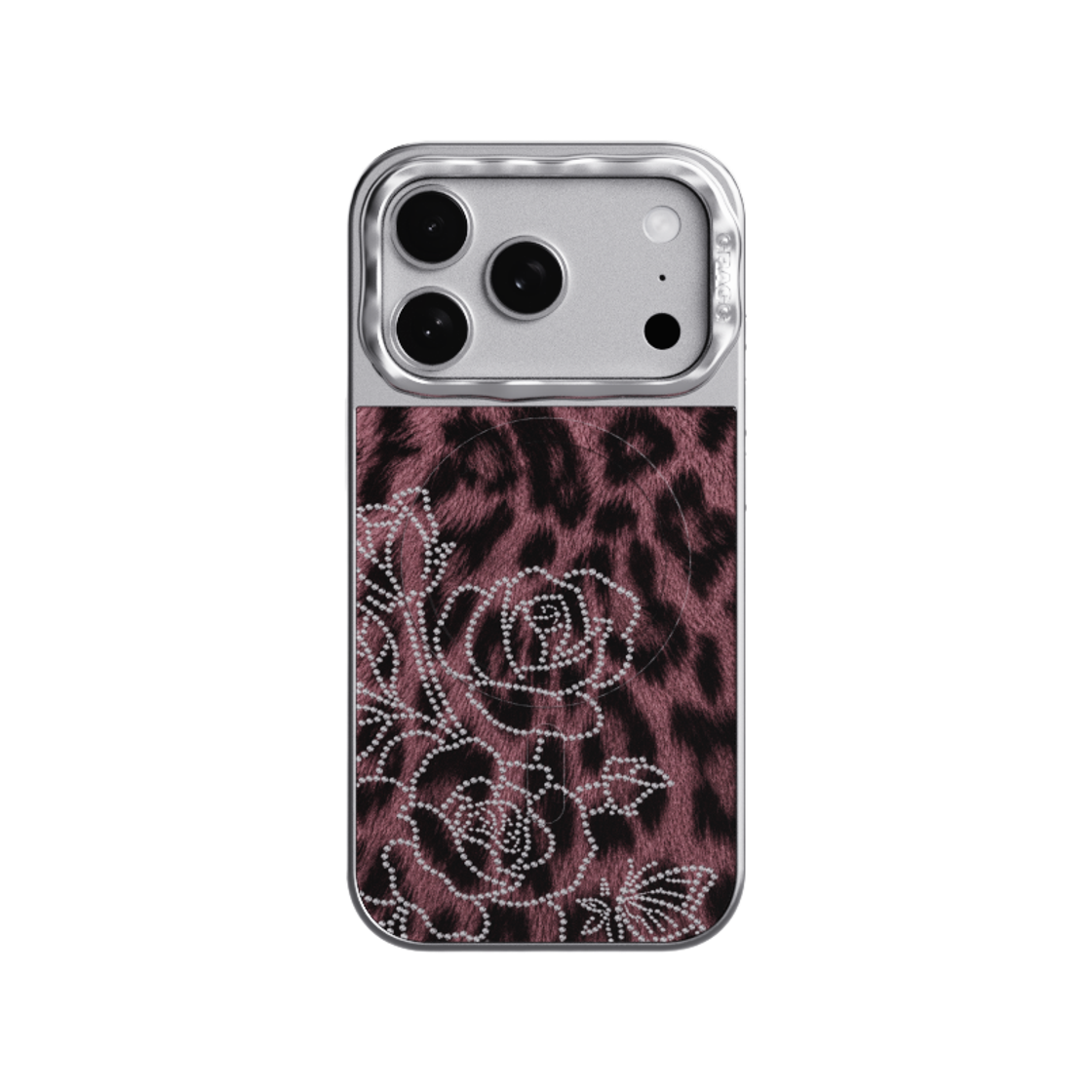 GRG26082619 MAGSAFE GLOSSY CASE SILVER - PINK ROSETTE