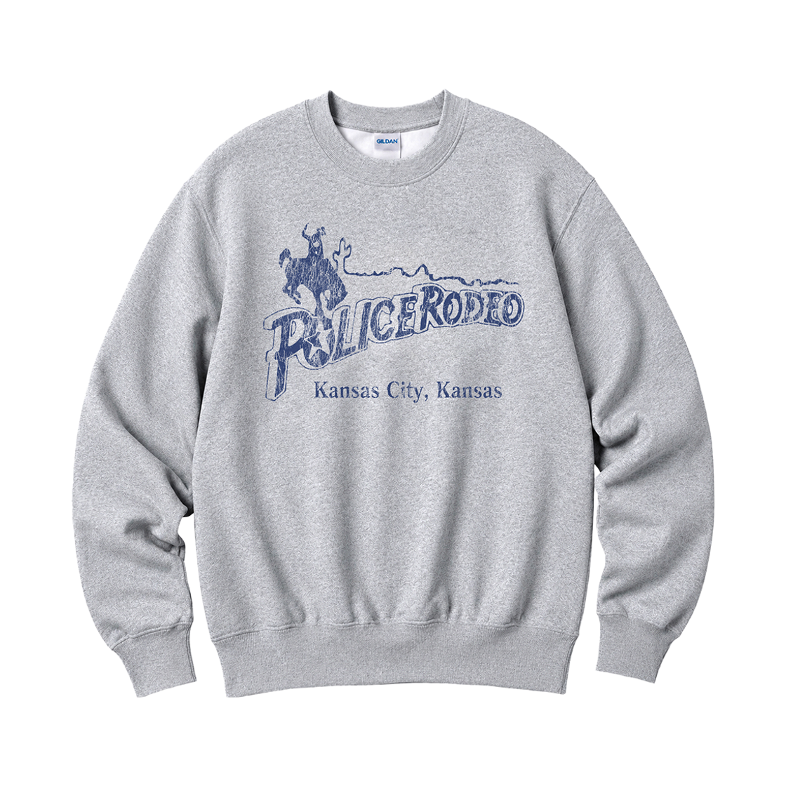 88000 Gildan x Vintage Collection POLICE RODEO Crewneck Sweat shirt Gray