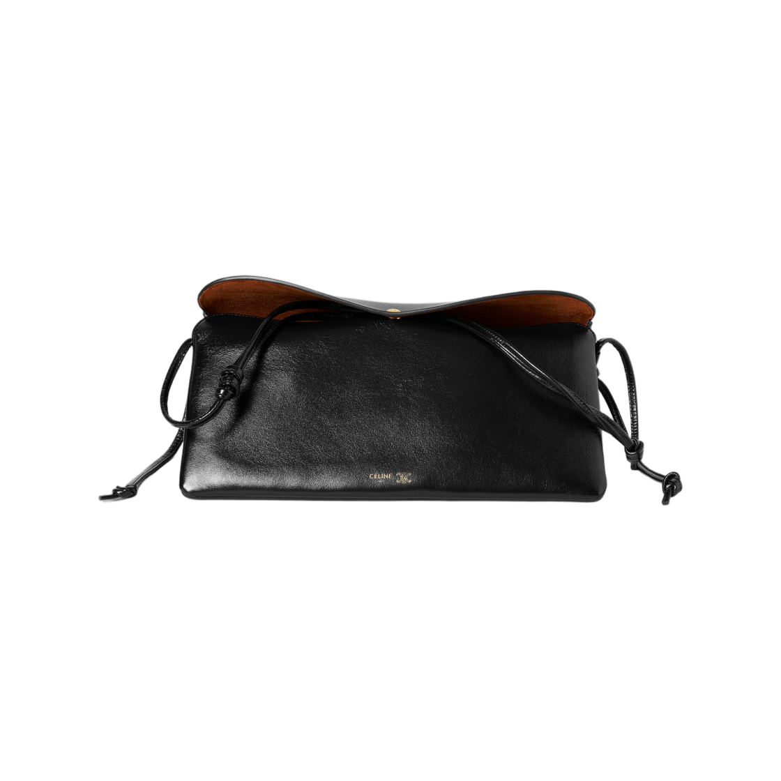 L105V5D45-38NO Celine Side To Side Trio in Shiny Lambskin Black