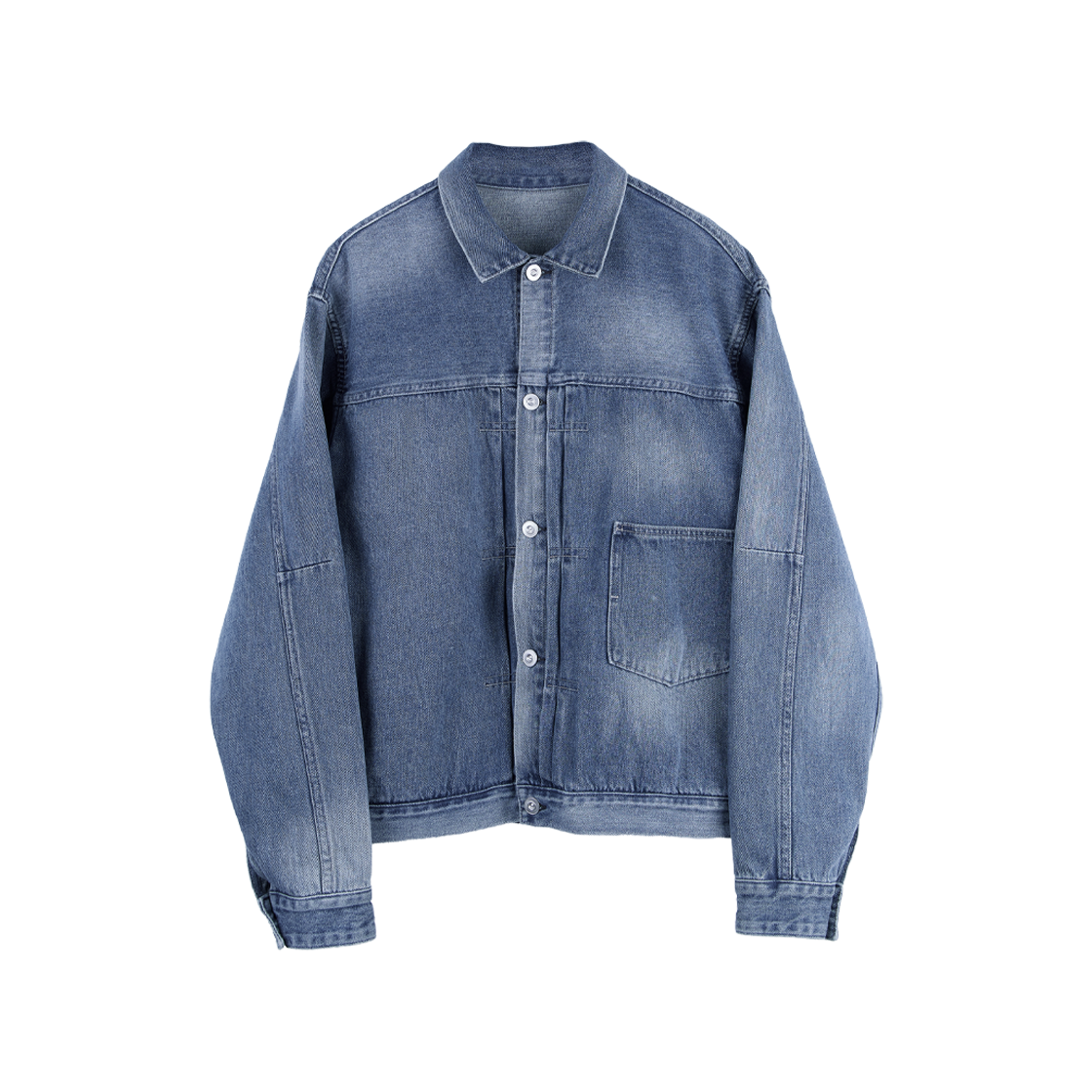 폴리테루 유즈드 트러커 자켓 에이지드 블루(Polyteru Used Trucker Jacket Aged Blue)