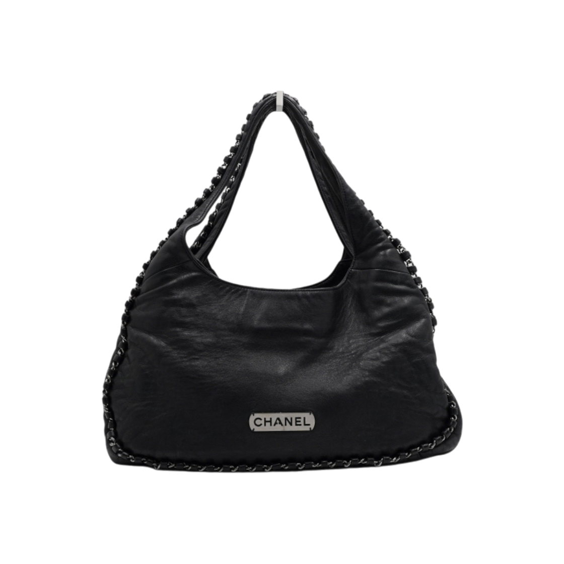 ITWN649QJBQ3 Chanel Vintage Black Chain Around Hobo Tote Bag