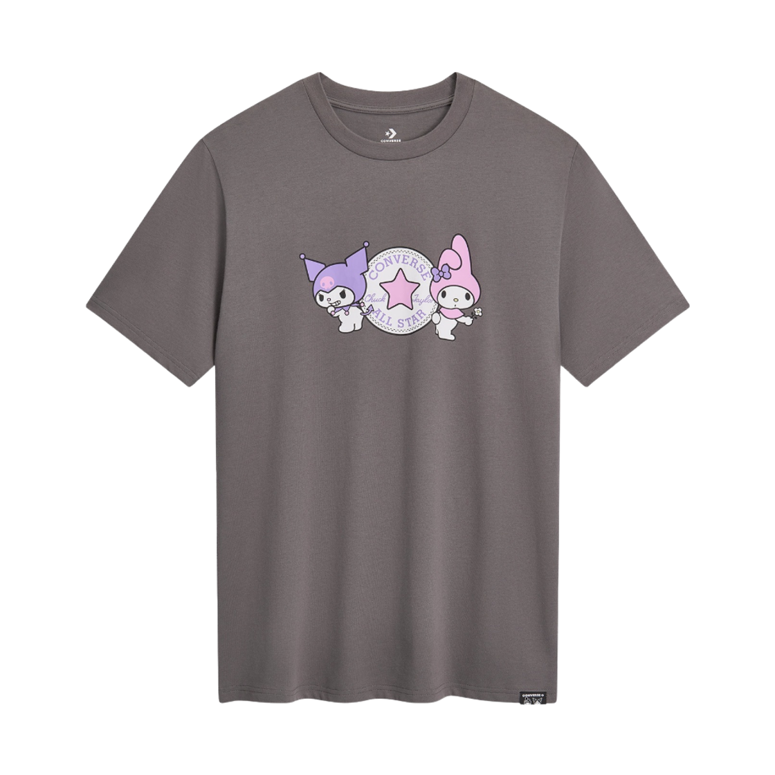 컨버스 x 산리오 캐릭터즈 척 패치 티셔츠 마이멜로디 & 쿠로미 플럼 키튼(Converse x Sanrio Characters Chuck Patch T-Shirt My Melody & Kuromi Plum Kitten) - 1
