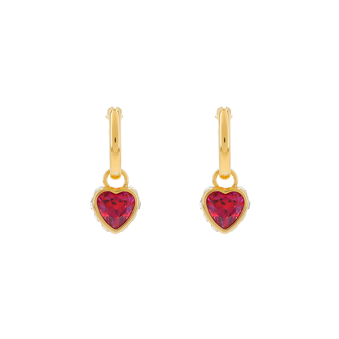 5684760 [15% 쿠폰] (W) Swarovski Chroma Drop Earrings Heart Red Gold Plated