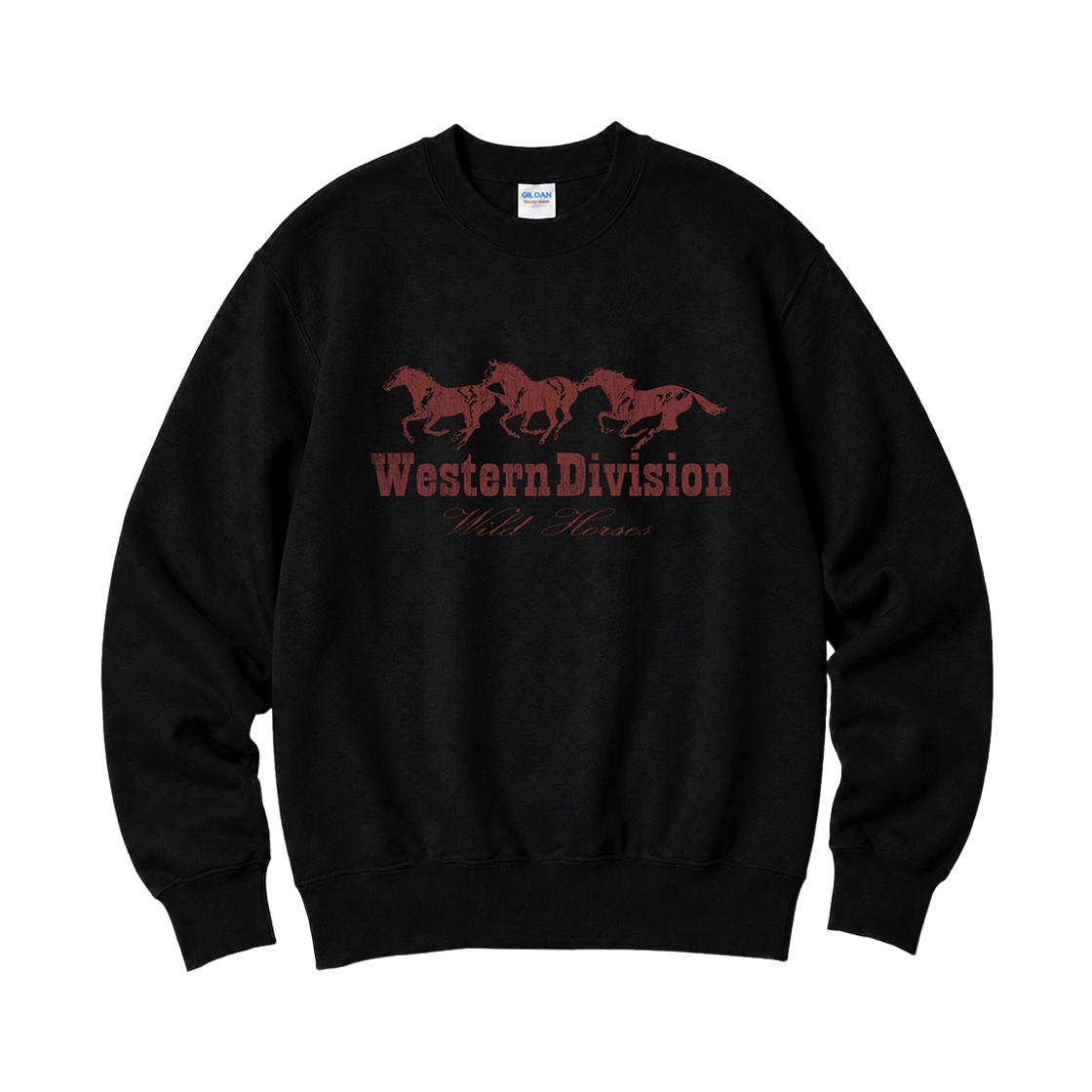 길단 X 빈티지 컬렉션 웨스턴디비전 맨투맨 티셔츠 블랙(Gildan x Vintage Collection WESTERN DIVISION Crewneck Sweat shirt Black)