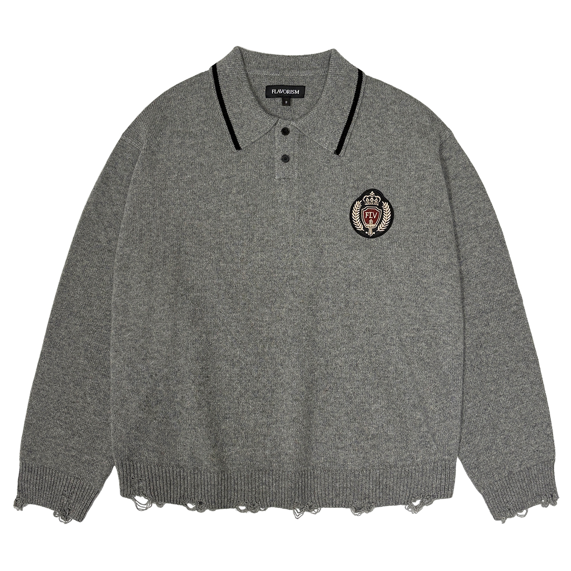 플레이버리즘 엠블럼 카라 니트 메란지(Flavorism Emblem Collor Knit Melange)