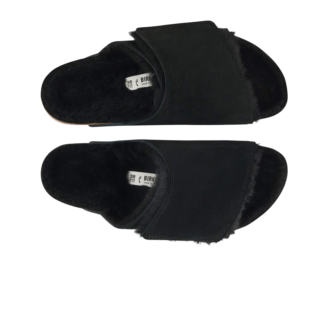 버켄스탁 스웨이드 레더 솔라나 셔링 블랙 - 레귤러(Birkenstock Suede Leather Solana Shearling Black - Regular) - 2