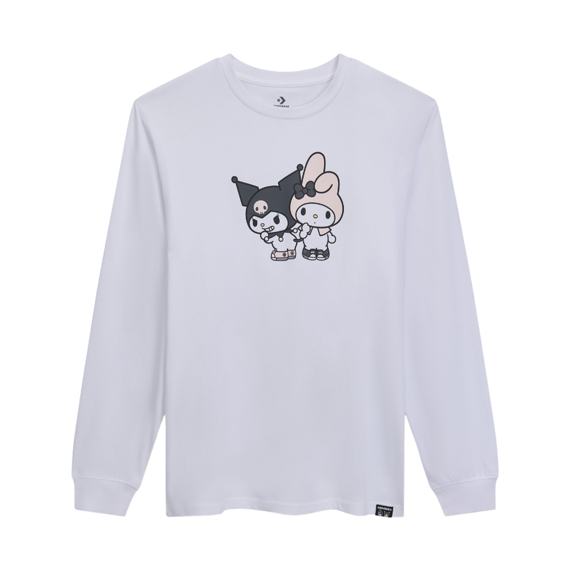 컨버스 x 산리오 캐릭터즈 롱슬리브 티셔츠 마이멜로디 & 쿠로미 화이트(Converse x Sanrio Characters Long Sleeve T-Shirt My Melody & Kuromi White) - 1