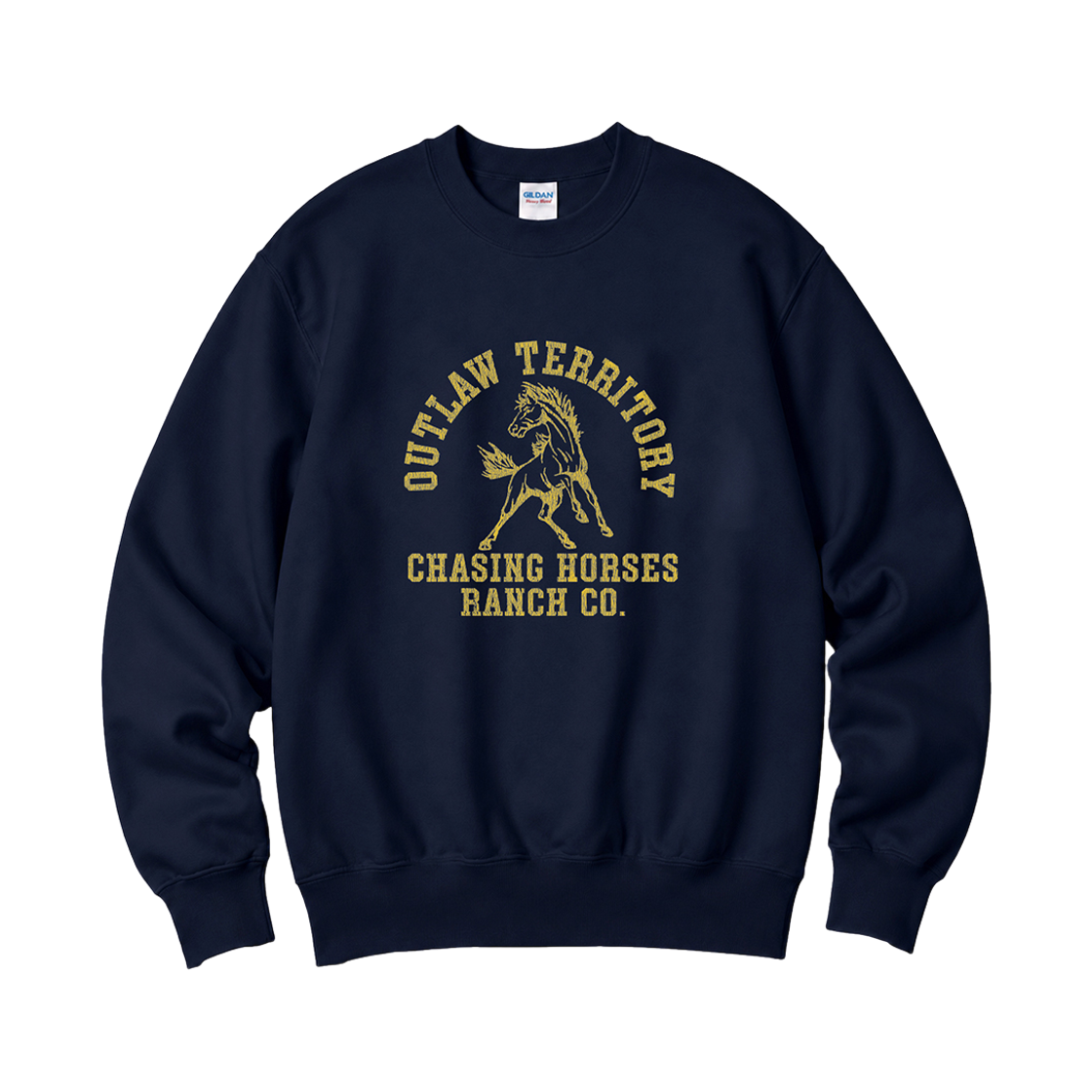 길단 X 빈티지 컬렉션 채이싱 호스 맨투맨 티셔츠 네이비(Gildan x Vintage Collection CHASING HORSE Crewneck Sweat shirt Navy)