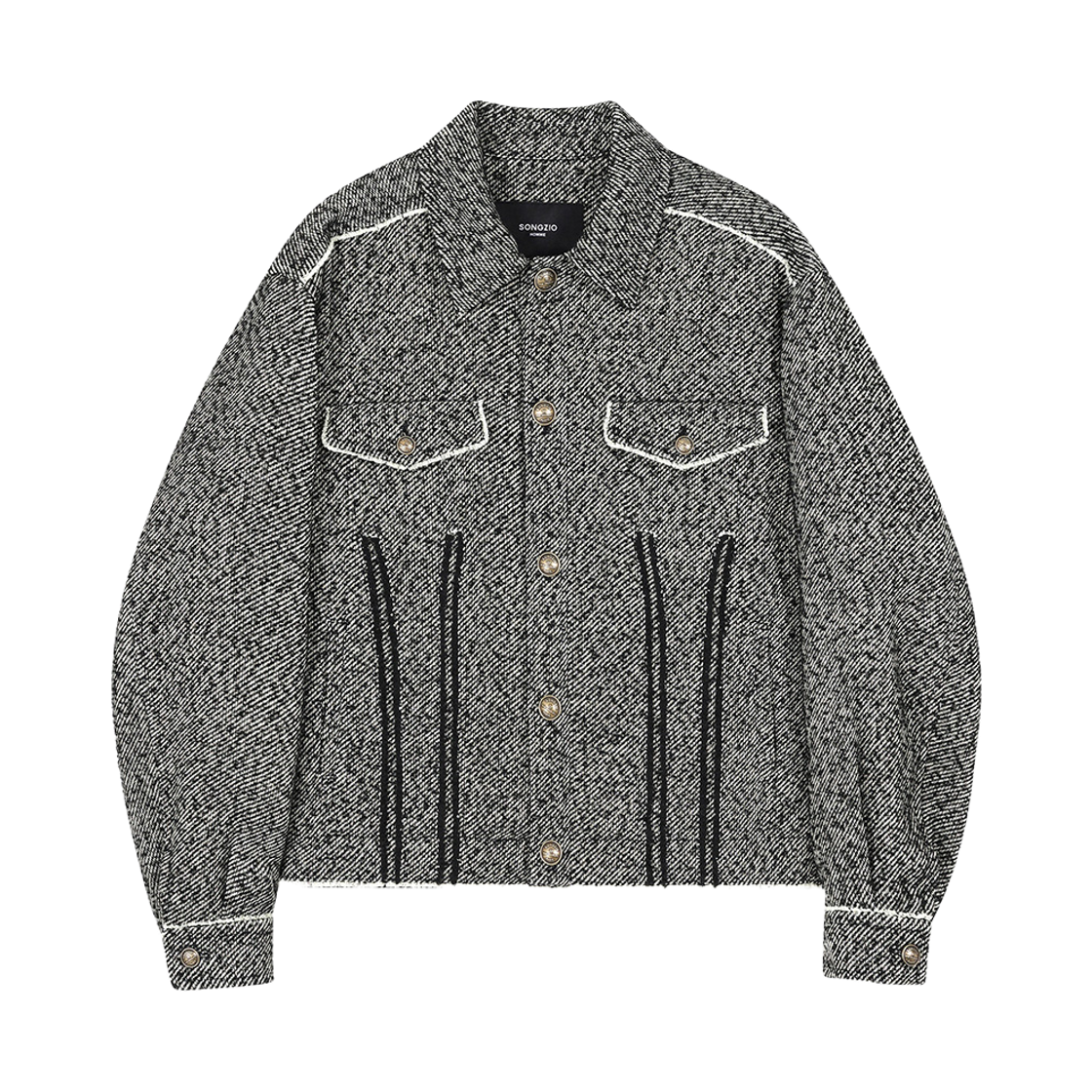 SI5JP509IV SONGZIO HOMME Tweed Padded Jacket Ivory