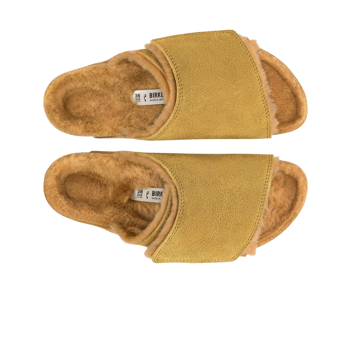 버켄스탁 스웨이드 레더 솔라나 셔링 코크 브라운 - 레귤러(Birkenstock Suede Leather Solana Shearling Cork Brown - Regular) - 2