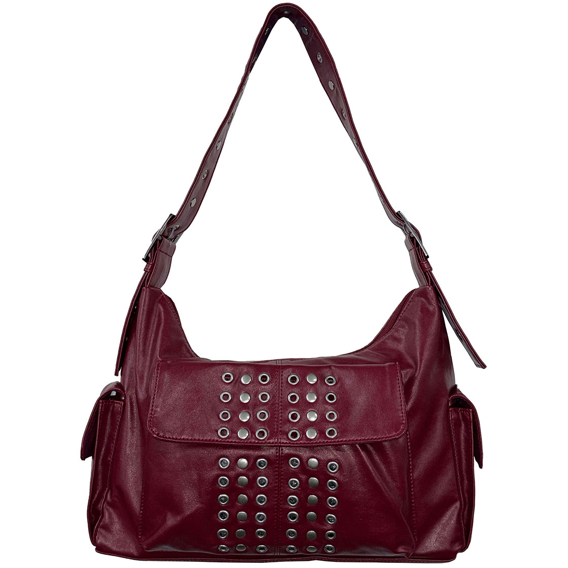 SC26A509RD Sculptor Stud Eyelet Shoulder Bag Red