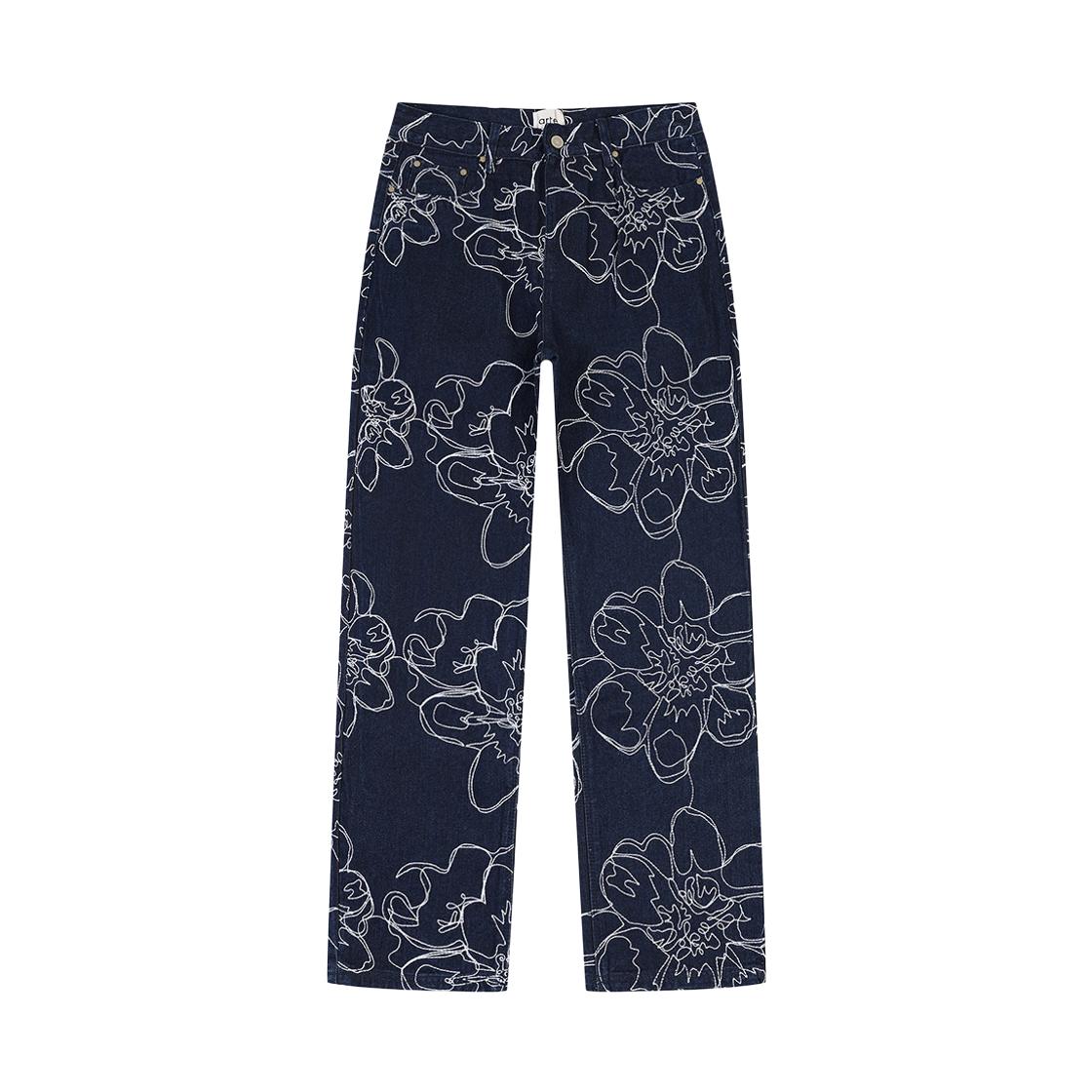 A14CBD0002NV PEER Arte Antwerp Flower Stitch Pants Navy